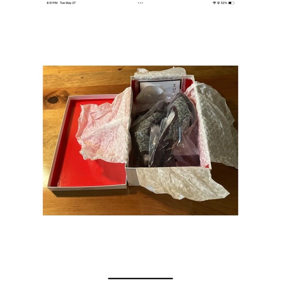 Coach Womans 7.5 Lorilee Burgandy/Black/White Tweed Sling Back Pump A3145 NEW - Picture 8 of 8